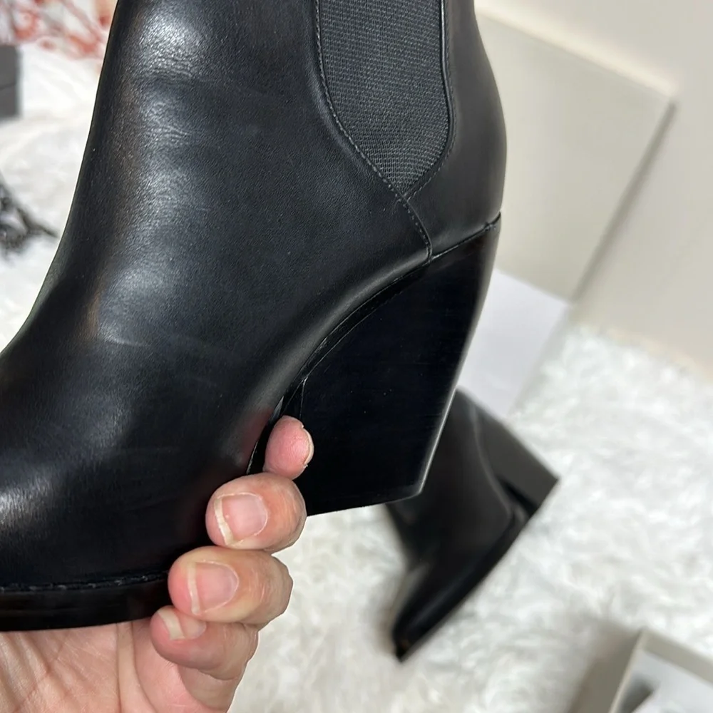 BP Lex Bootie Block Heels In Black Leather  Size 9 Women
